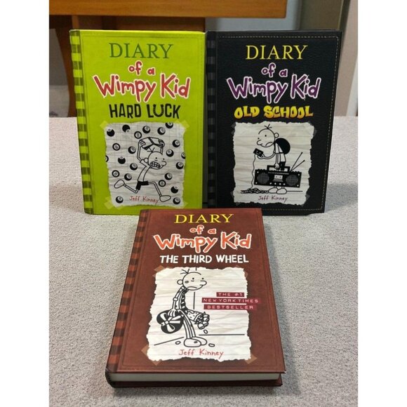 Diary of a Wimpy Kid Book Lot of 3 Hard Luck 3rd Wheel Old School Jeff Kinney HC - Picture 1 of 10